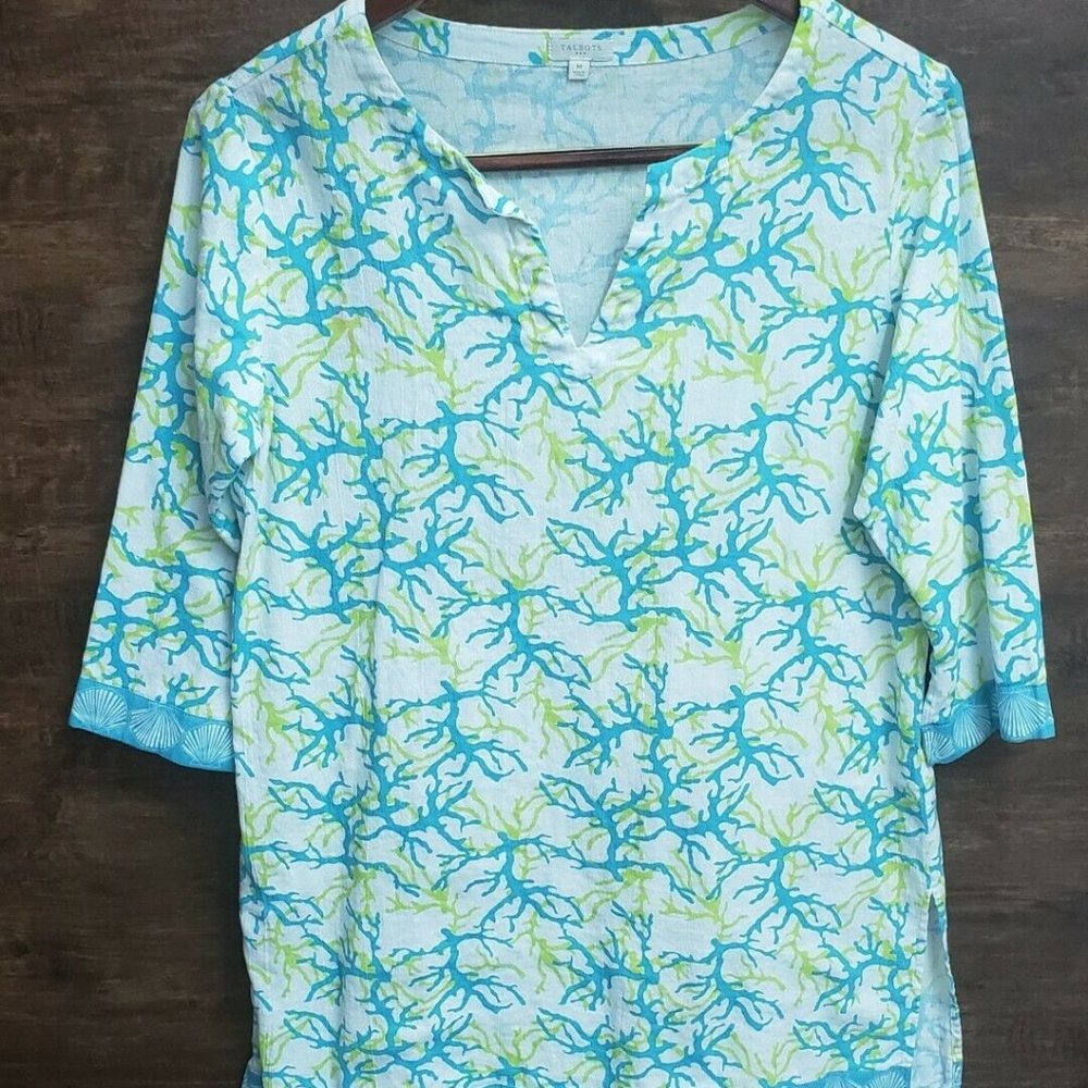 Talbots Outlet Beach Cover Up Dress Coral Print